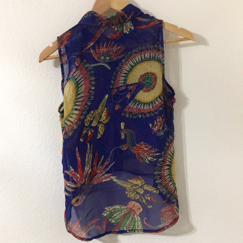 See-Through Button down Colorful Top - Picture 2 of 3